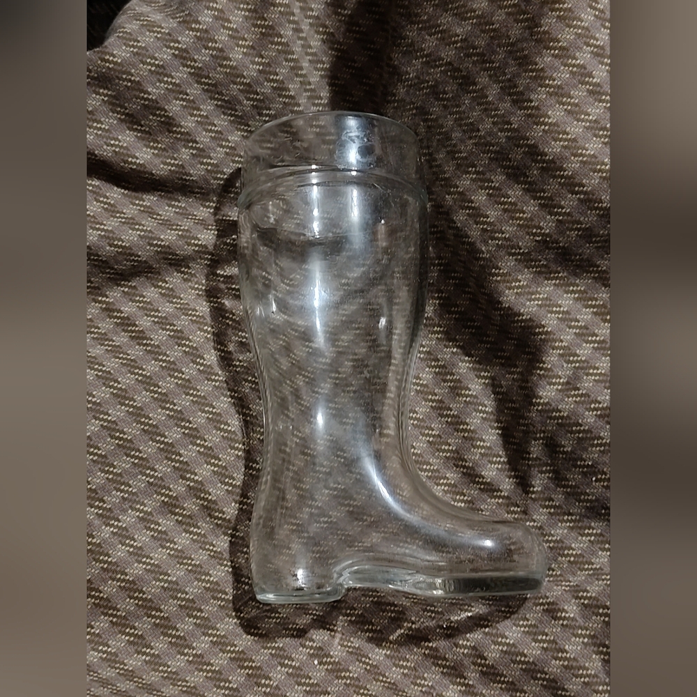 *Christmas Time, Santa Leg Glass or Vase.6" Tall,3-3/4"(Foot) Long 2.5" 2.5" wid